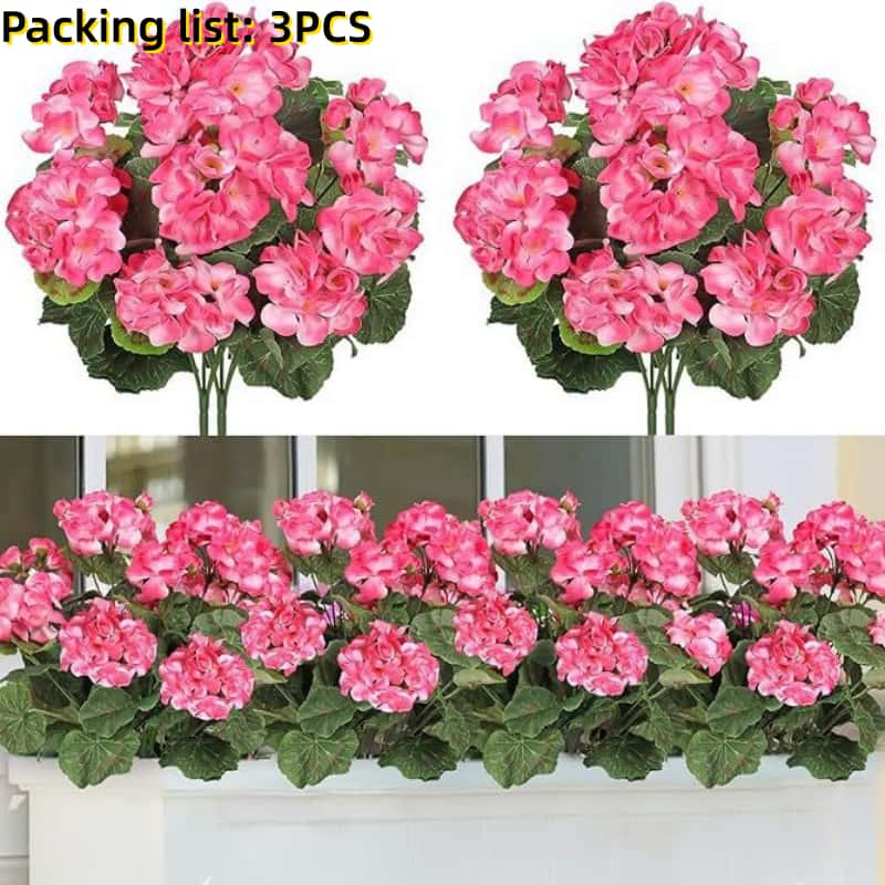 

3/4pcs Artificial Mixed Color Geraniums -Outdoor Artificial Flowers for Wedding, Garden, Patio, Porch Decoration Ornaments