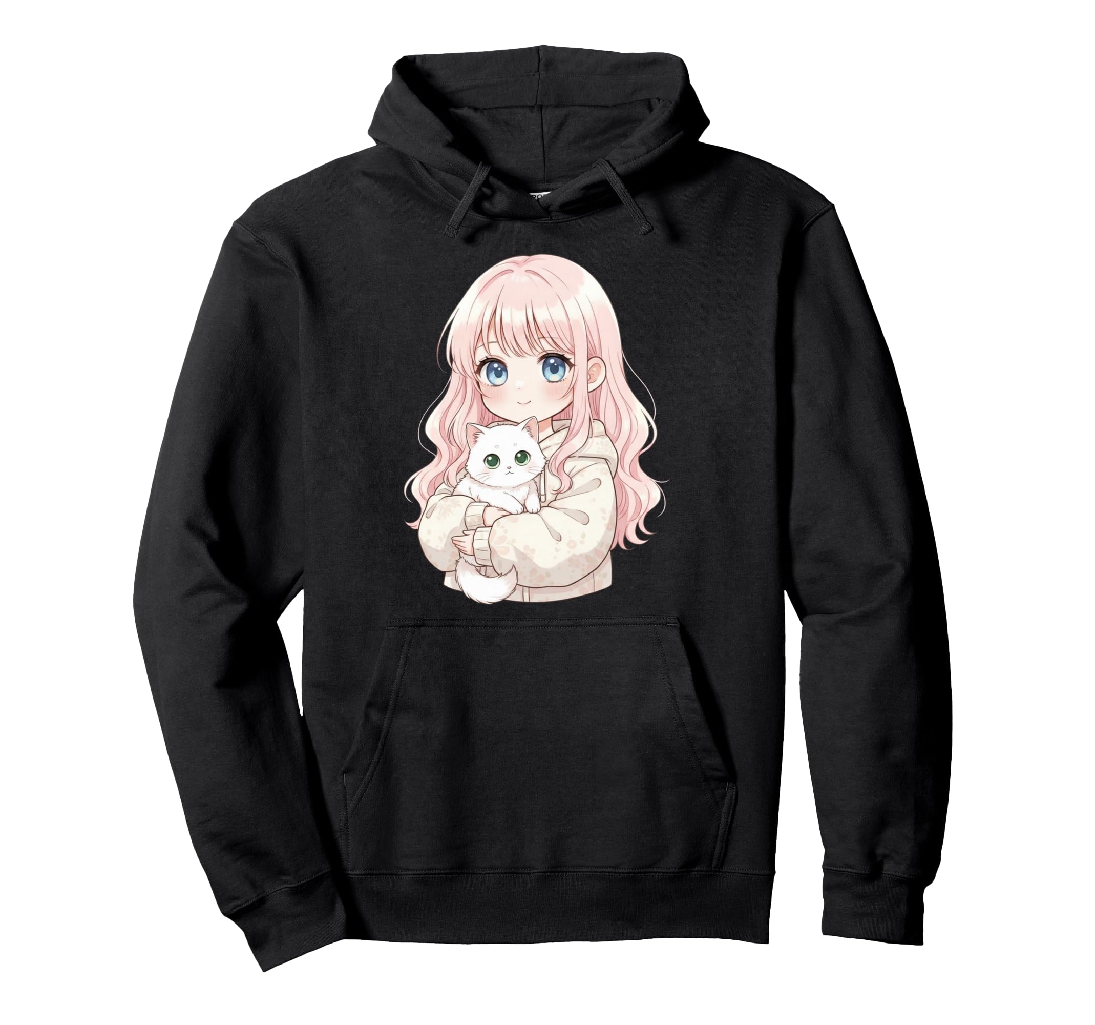 Anime girl cat anime goods Japan kawaii cat lover hoodie чёрный