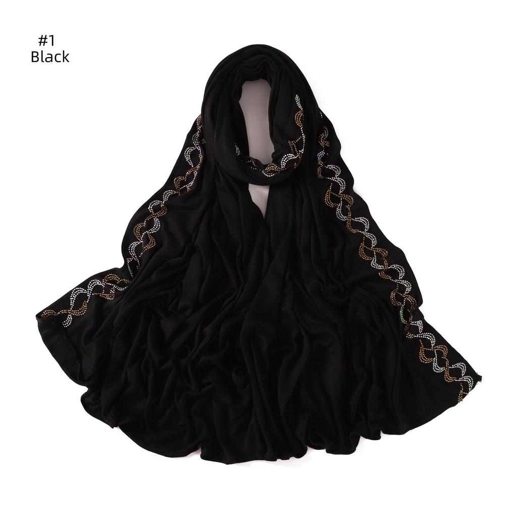 New Rhinestone Hijab for Women Gold Silver Diamond Muslim Headscarf Soft Breathable Jersey Wrap Eid Ramadan Fashion Accessories