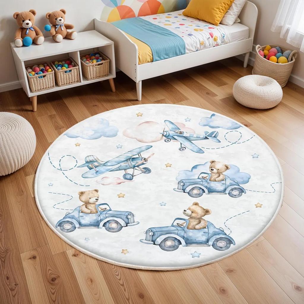 Airplane Children's Hot Air Balloon Kids Rug for Living Room Baby Girl Room Kids Playroom Mat Bedroom Rug Nursery Sofa Rug