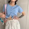 Summer Round Neck Solid Casual Fashion Tank Top Women Short Sleeve All-match Knitting Cardigan T-shirt Tee