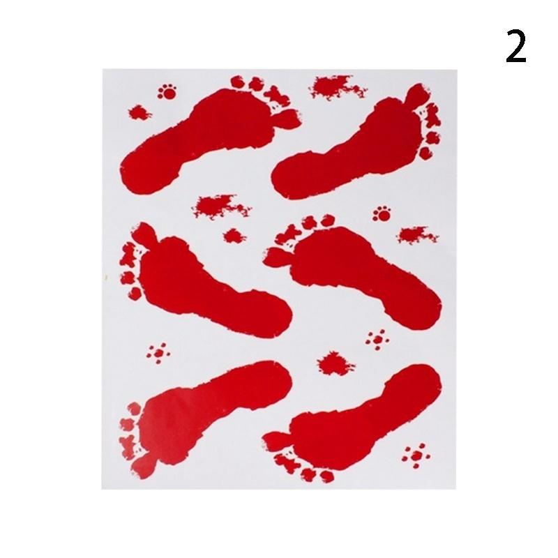 Adesivo de vidro para janela de mão e pé de sangue horrível de Halloween Adesivo de parede para sala de estar e quarto Halloween C