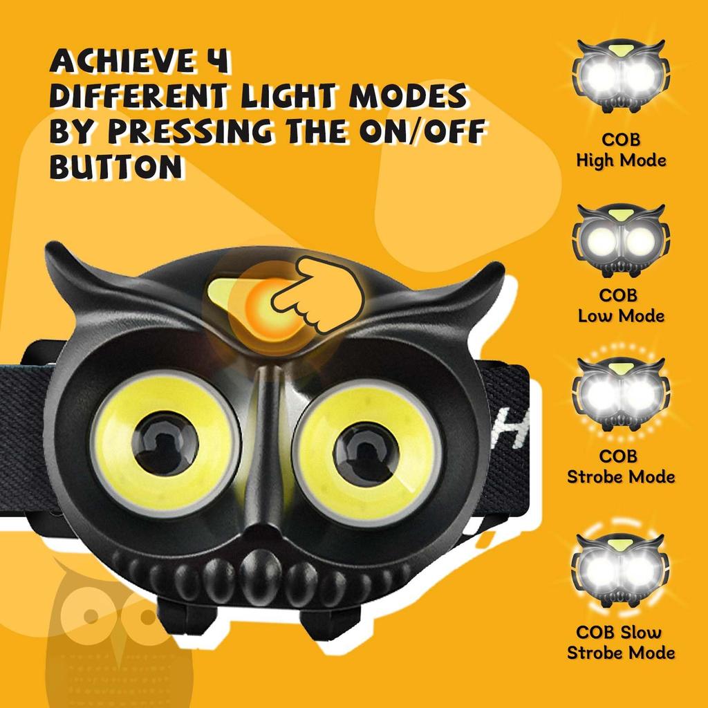 LED Kids Headlamp, COB Headlamp for Kids Boys Girls Flashlight Headlamp Battery Powered Lightweight Headlight Ideal Gift