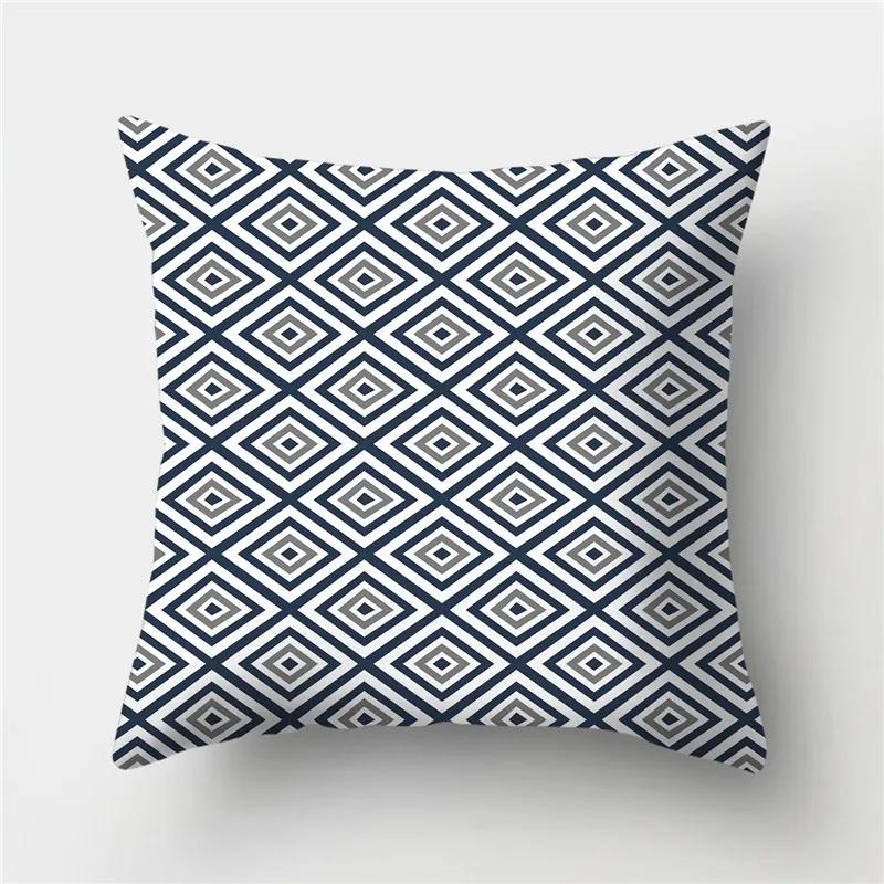 Geometric Cushion Cover 45x45 Polyester Blue Grey Pillow Covers Decorative Sofa Cushions Throw  Home Decor Cases