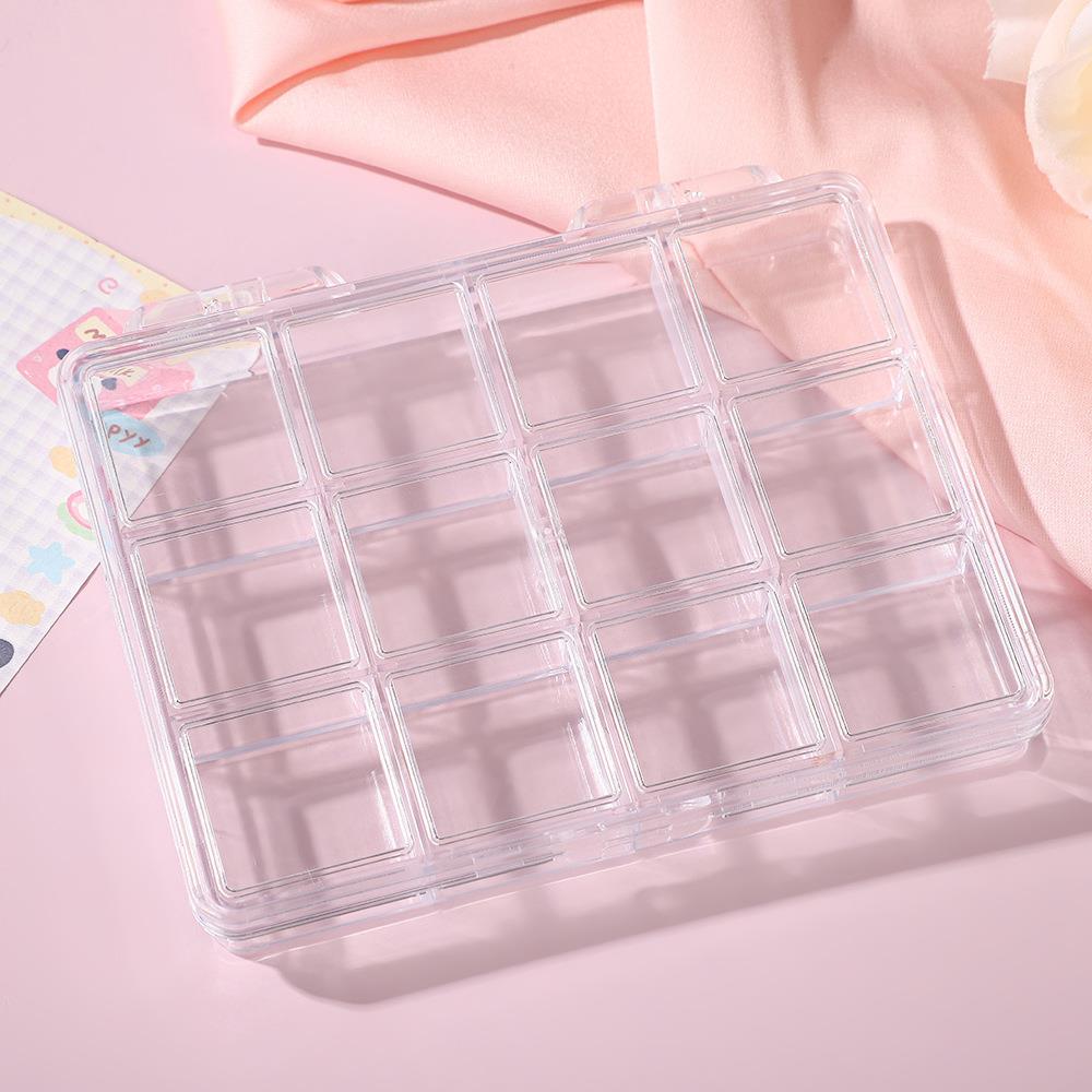 12 Grids Transparent Acrylic Organizer 25mm Badge Holder Storage Box Clear Mini Badge Case Collection Jewelry Storage Case