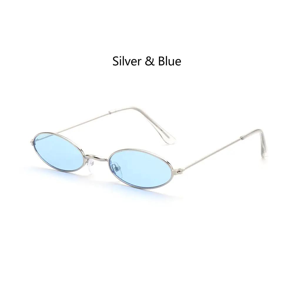 Retro Small Frame Oval Sunglasses Vintage Metal Colorful Shades Sun Glasses For Men Women Fashion Brand Design Female Eyeglasses