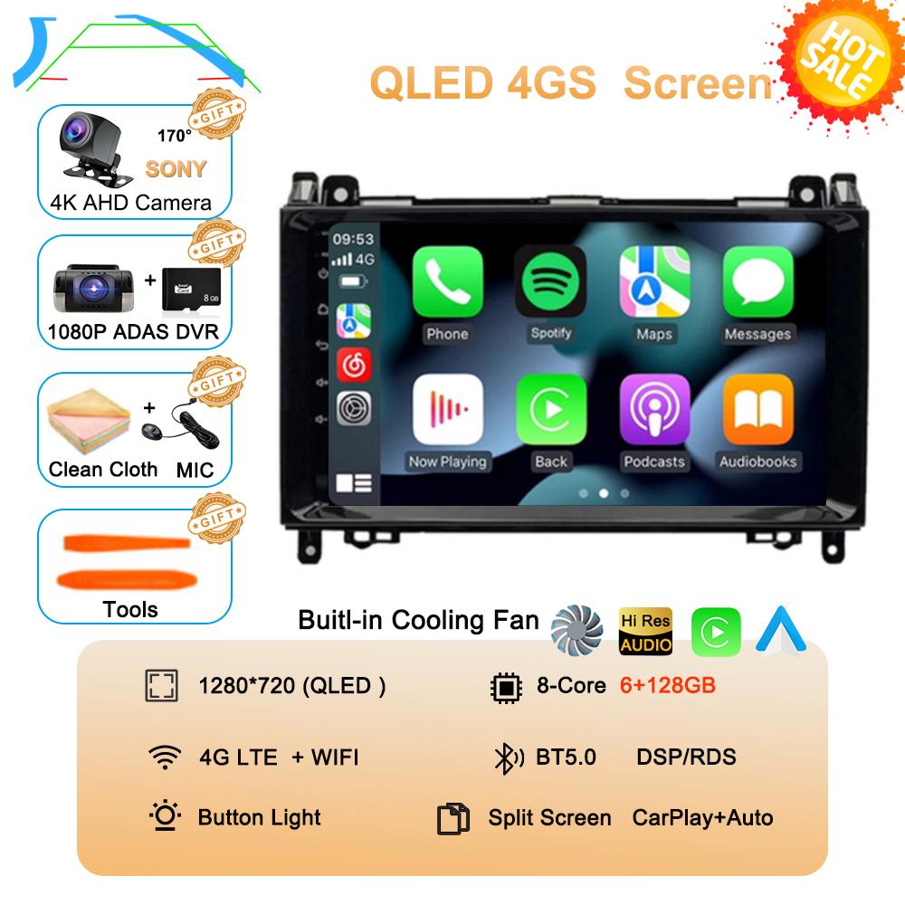 Android 14 Car Radio 9'' For Mercedes Benz B200 Sprinter W906 W639 AB Class W169 W245 Viano Vito Multimedia GPS DVD Video Player