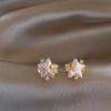 Elegant French Retro Floral Pearl Earrings - Geometric, Versatile, High-End Design for Women