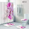 Painted Flowers Bathroom Shower Curtain Floor Mat Toilet Cover Foot Mat Four-Piece Pattern Size Fixed Zhi