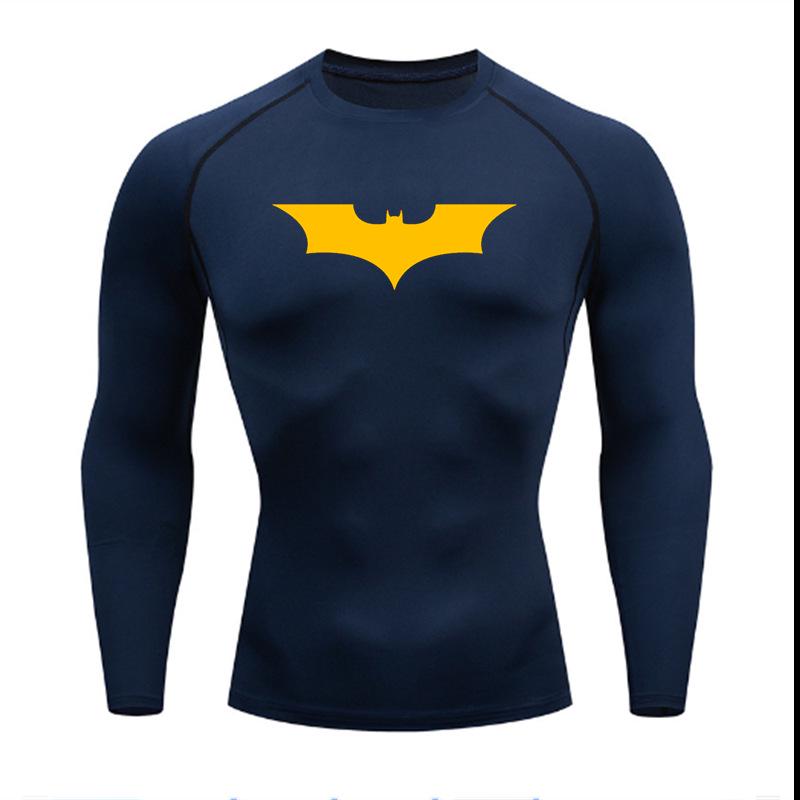 Men's Batman Compression Short Sleeve Sports T-Shirt for Running, Basketball, or Football - Quick Dry, Tight Fit, Round Neck.