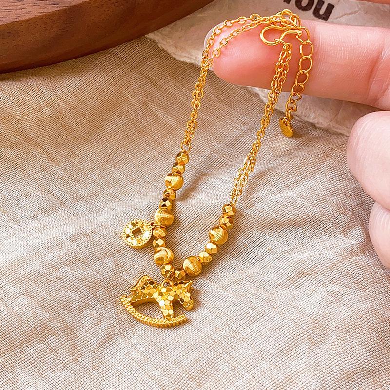 Xiaohongshu Luxury Sparkly Crushed Ice Copper Coin Bracelet for Women