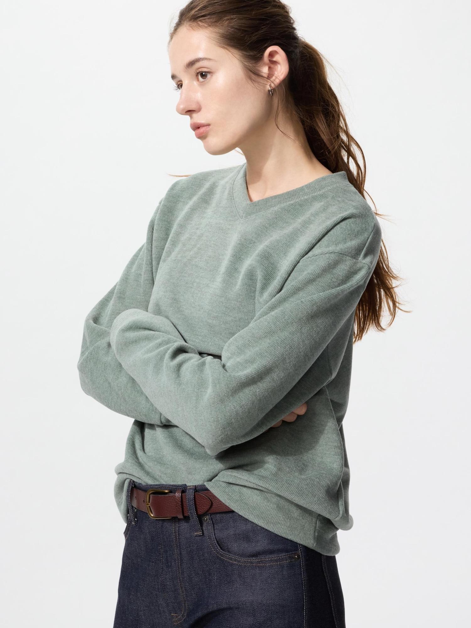

Uniqlo SofT KniT Флисовая футболка с V-образным вырезом 52 GREEN/L
