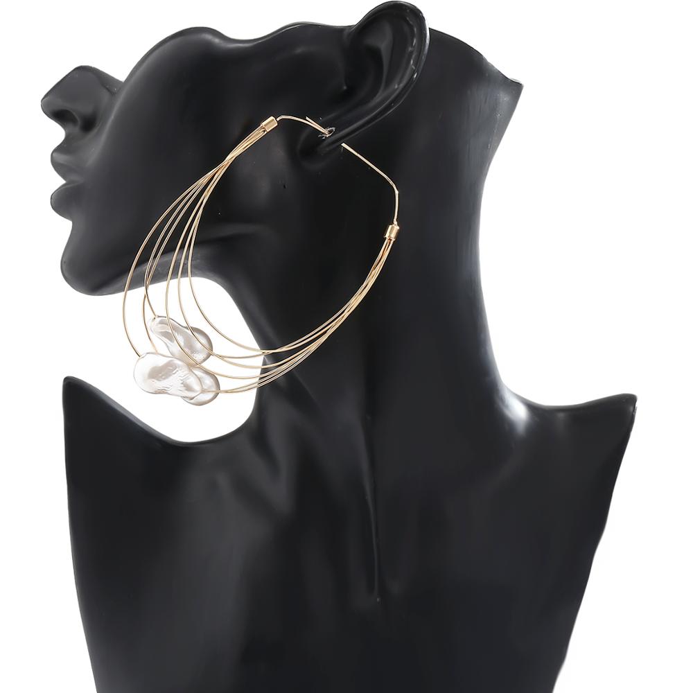 

Imitation Pearl Big Hoop Earrings for Women Layered Large Circle Earrings 2020 Fashion Jewelry Trendy Wedding Earing Korean Girl