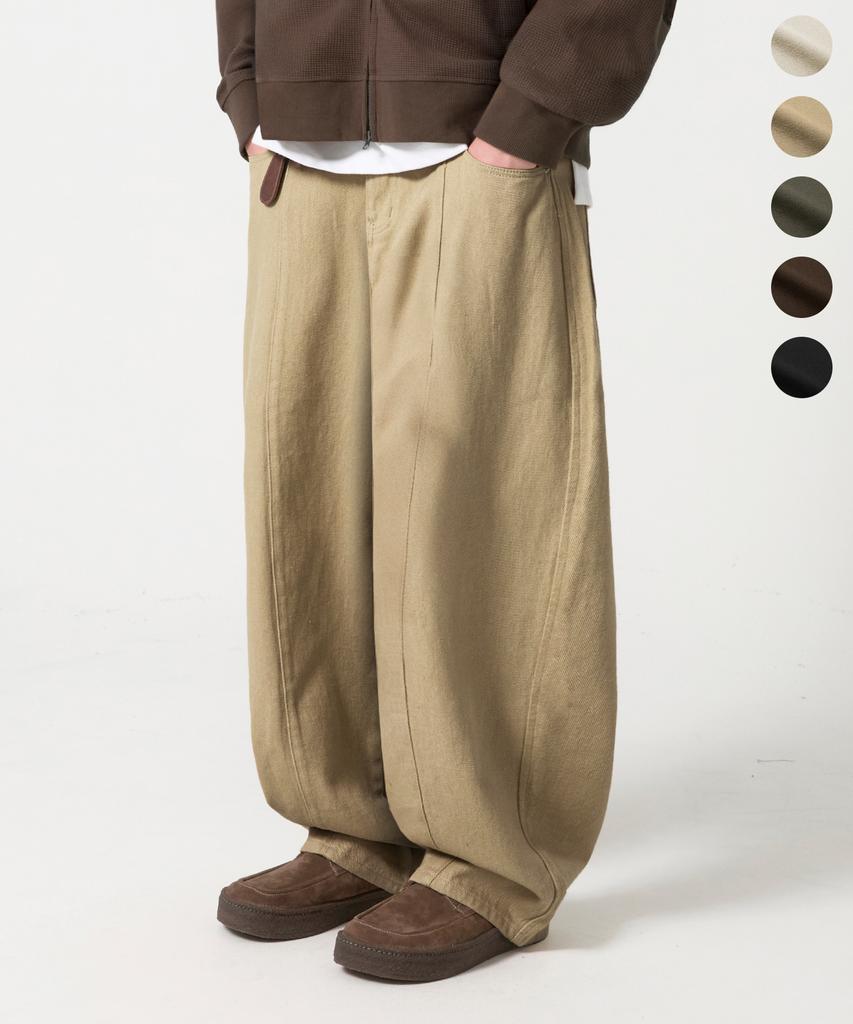TRILLION [Special Feature] Curved Balloon Cut Cotton Pants_5 Colors