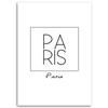 Leinwanddruck mit der Aufschrift Paris in Schwarz und Weiß