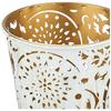 Ornamental Iron Tea Light | Stylish | for Indoors & Outdoors Décor (White with Gold Texture)
