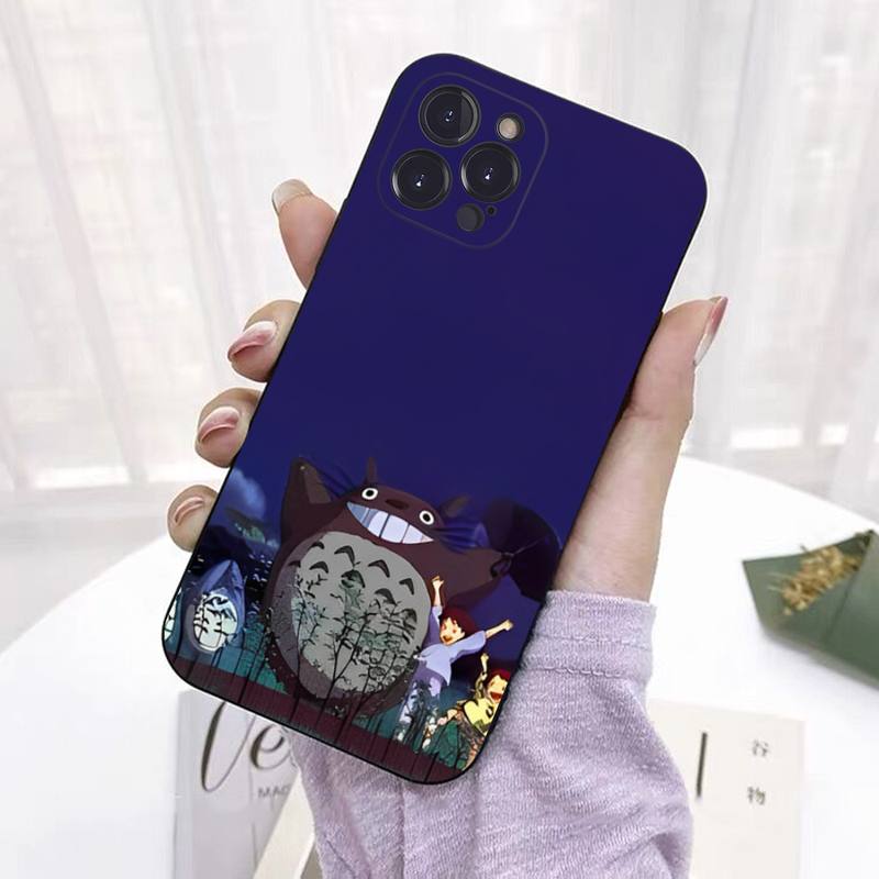 Coque de téléphone Capa Black Shell Totoro pour iPhone 8 7 6 6S Plus X SE 2020 XR XS 14 11 12 13 Mini Pro Max