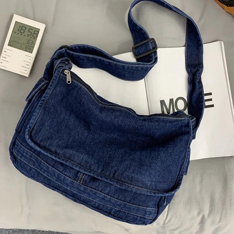 Frühling 2026 Neue Verpackung Große Kapazität Denim-Satchels Fauler Stil Canvas Damen-Schultertaschen Einfache Crossbody-Taschen Herren-Messenger