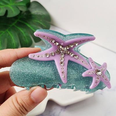 Korean Style Starfish Hair Grab Clip Rhinestone Large Shark Clip Acetate Hair Claw  Wedding