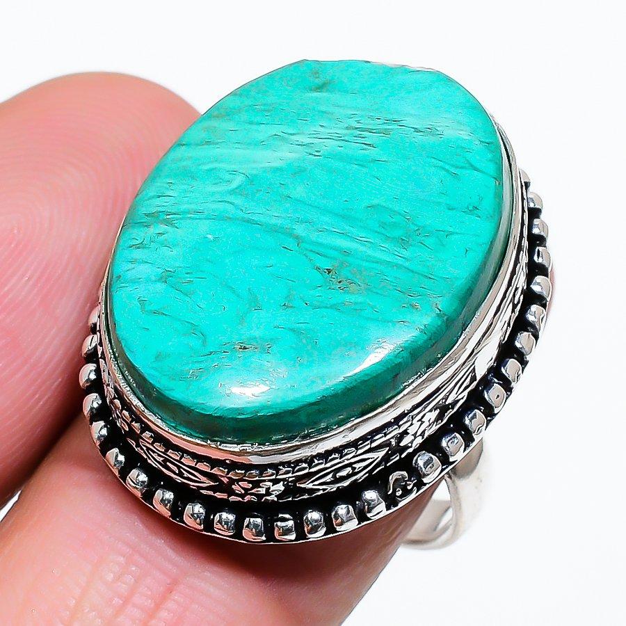 

Natural Malachite Gemstone Handmade 925 Sterling Silver Jewelry Ring Size 9 u7N76