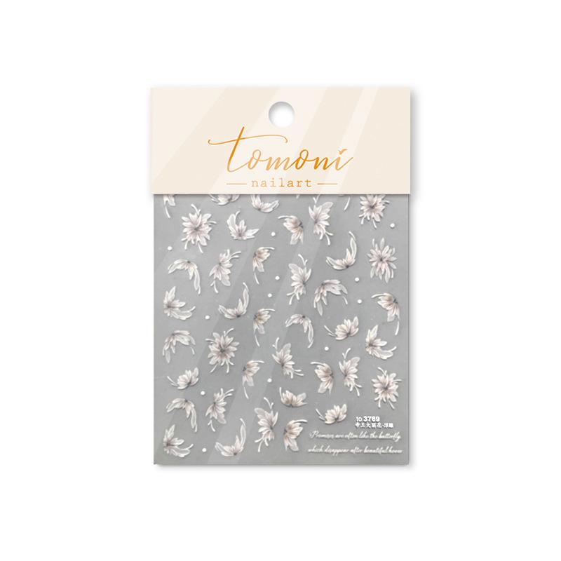 Tomoni Embossed Retro Japanese Dahlia Nail Art Stickers 3769