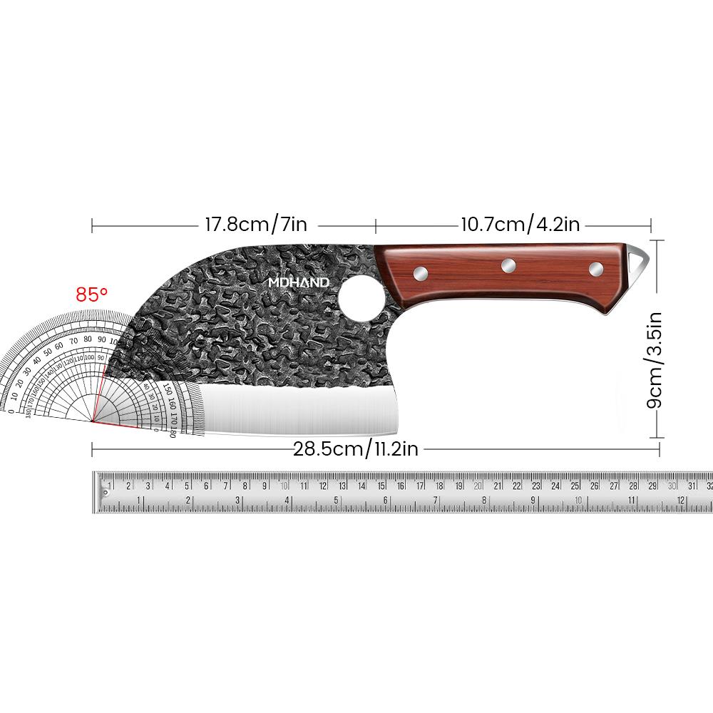 Stainless Steel Kitchen Knife Hand Forged Hammered Chef's Knife Meat Cleaver Fish Bone Splitting Slicing Knife with Leather Case