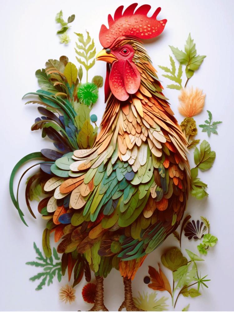 5D Diamond Painted Rooster Full Circle Square Diamond Mosaic Home Decoration DIY Handmade Home Living Room Decoration