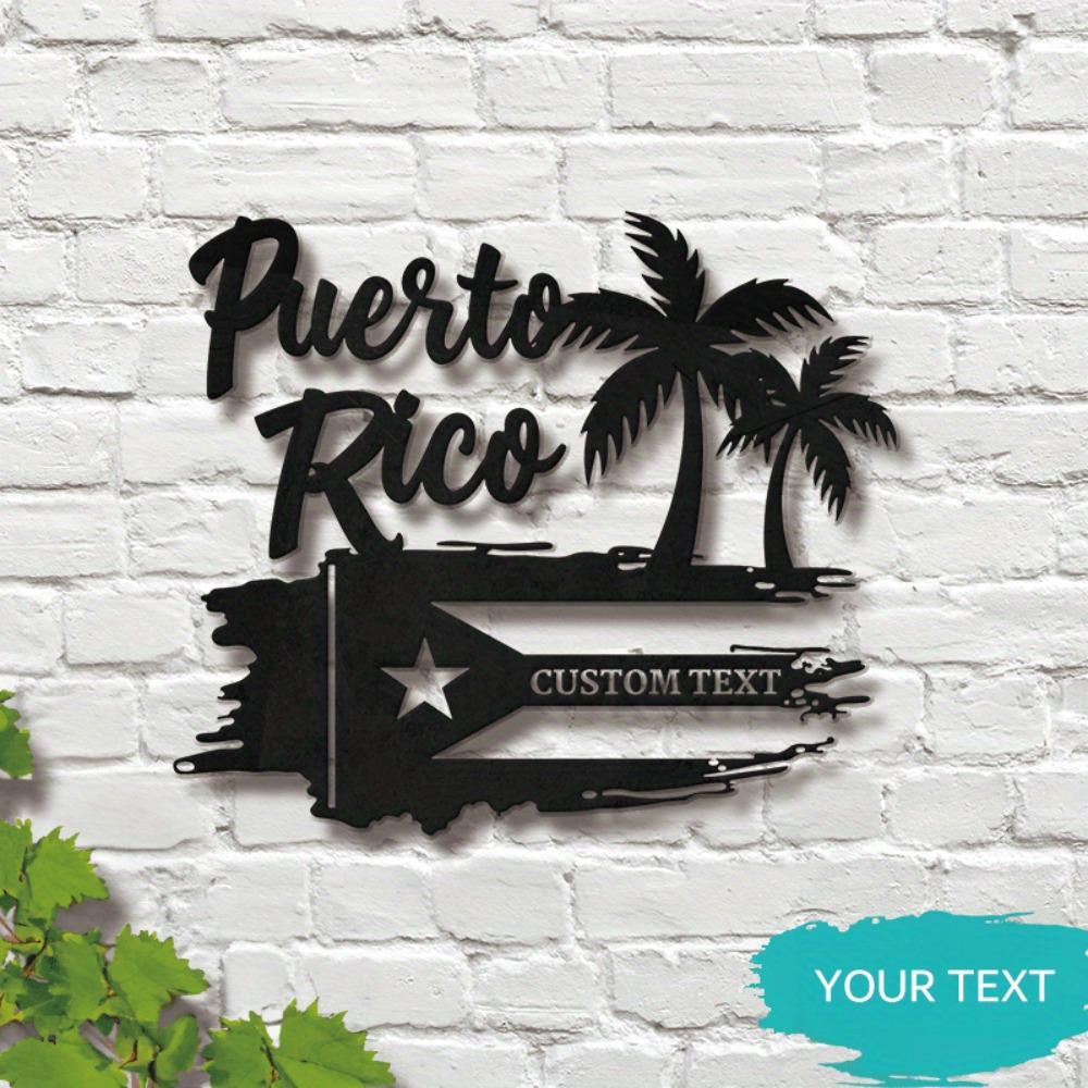 Sturdy Puerto Rico Pride Wall Decor Lively Boricua Heritage Sign for Living Room Patio