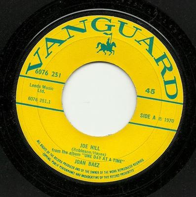 7inch Record JOAN BAEZ  Joe Hill 6076251 VANGUAED 1970 UK World Music Used