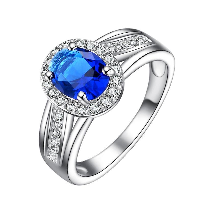 Blue Zircon Open Index Finger Ring: Simple European & American Style for Women