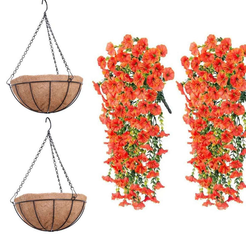 2/4Pcs UV-Resistant Artificial Flowers Morning Glory Eucalyptus Hanging Flower Plants Wedding Home Outdoor Garden Decoration