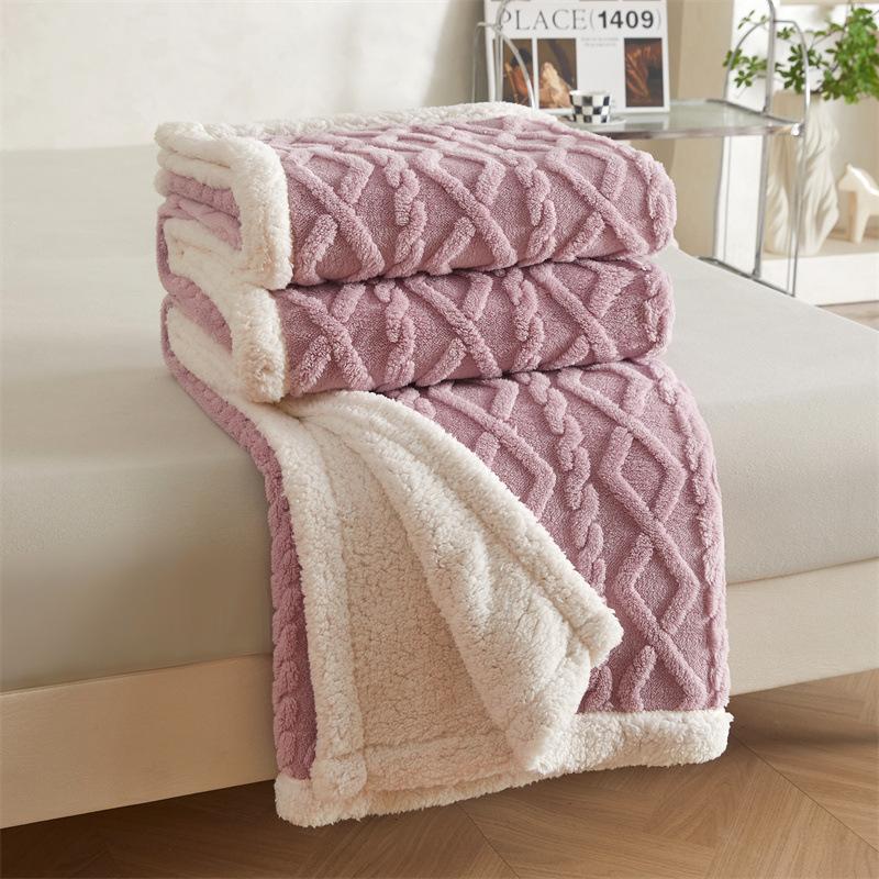 Version Silk Fleece Lamb Fleece Bedroom Living Room Study Thickened Silk Fleece LambFleece Doublesided Blanket