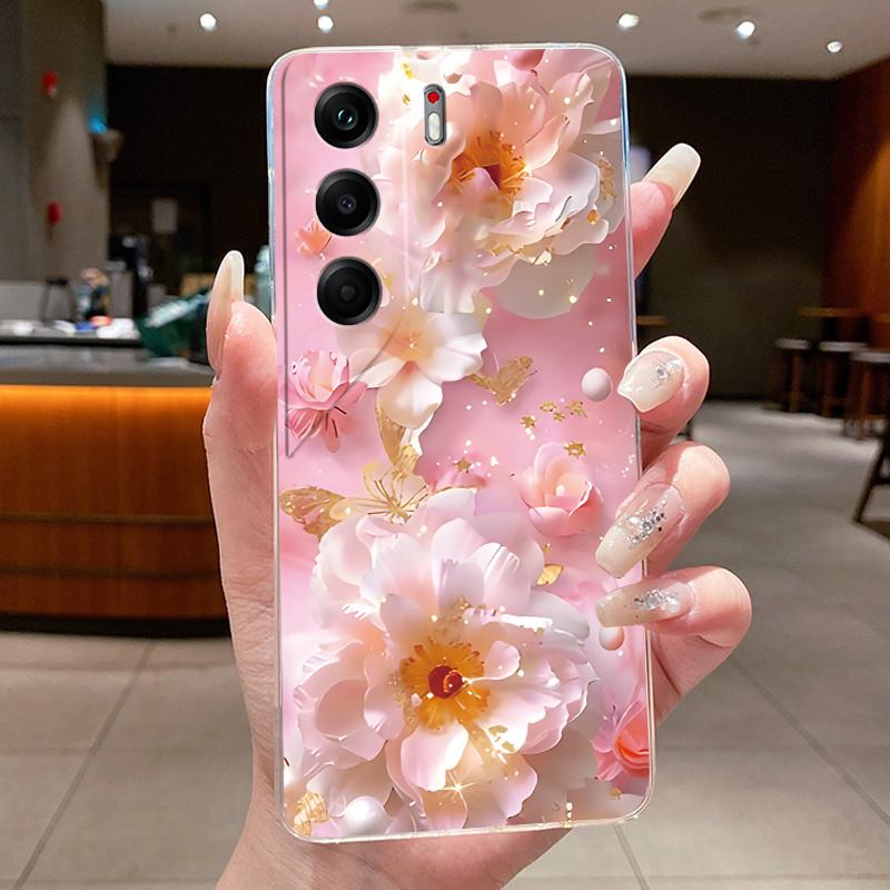 Phone Case For Tecno Camon 40 Pro Casing CM5 CM6 CM7 Clear Luxury Butterfly Flower Soft TPU Cover For Camon 40 40Pro 4G 5G Case