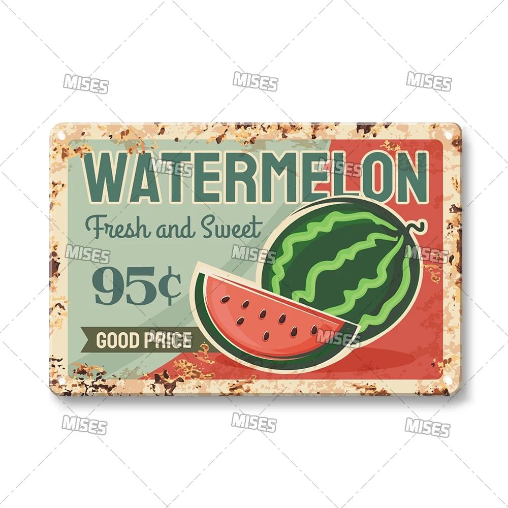 MISES Vegetable And Fruit Metal Tin Sign Retro Metal Plaque Decorative Plate Man Cave Studio Farm Metal Sign Kitchen Wall Plate