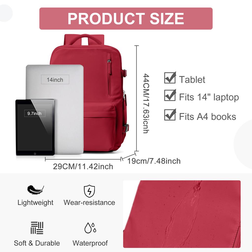 Waterproof Travel Backpack With Shoe Compartment Adjustable Straps, Laptop Backpack &School Bag For Men Women, Casual Travel Bag