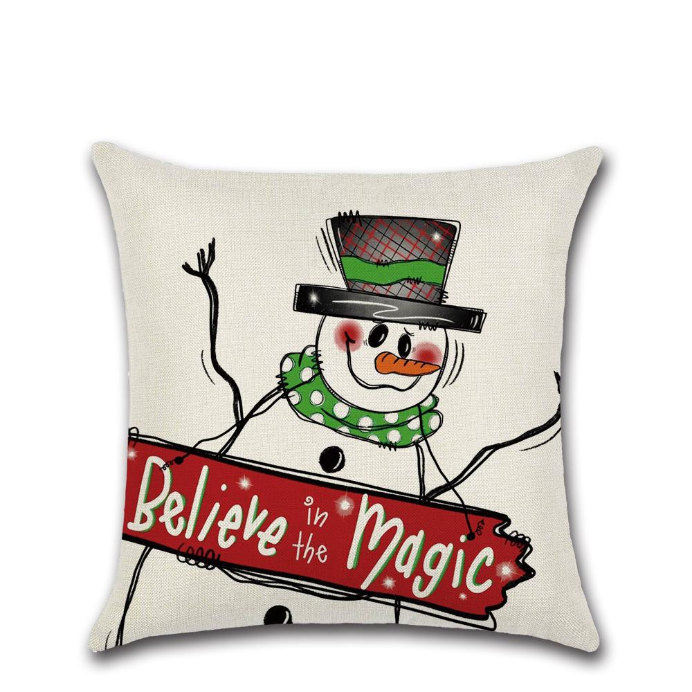 New Christmas Pillow Cover Elk Snowman Linen Sofa Pillow Household Products
