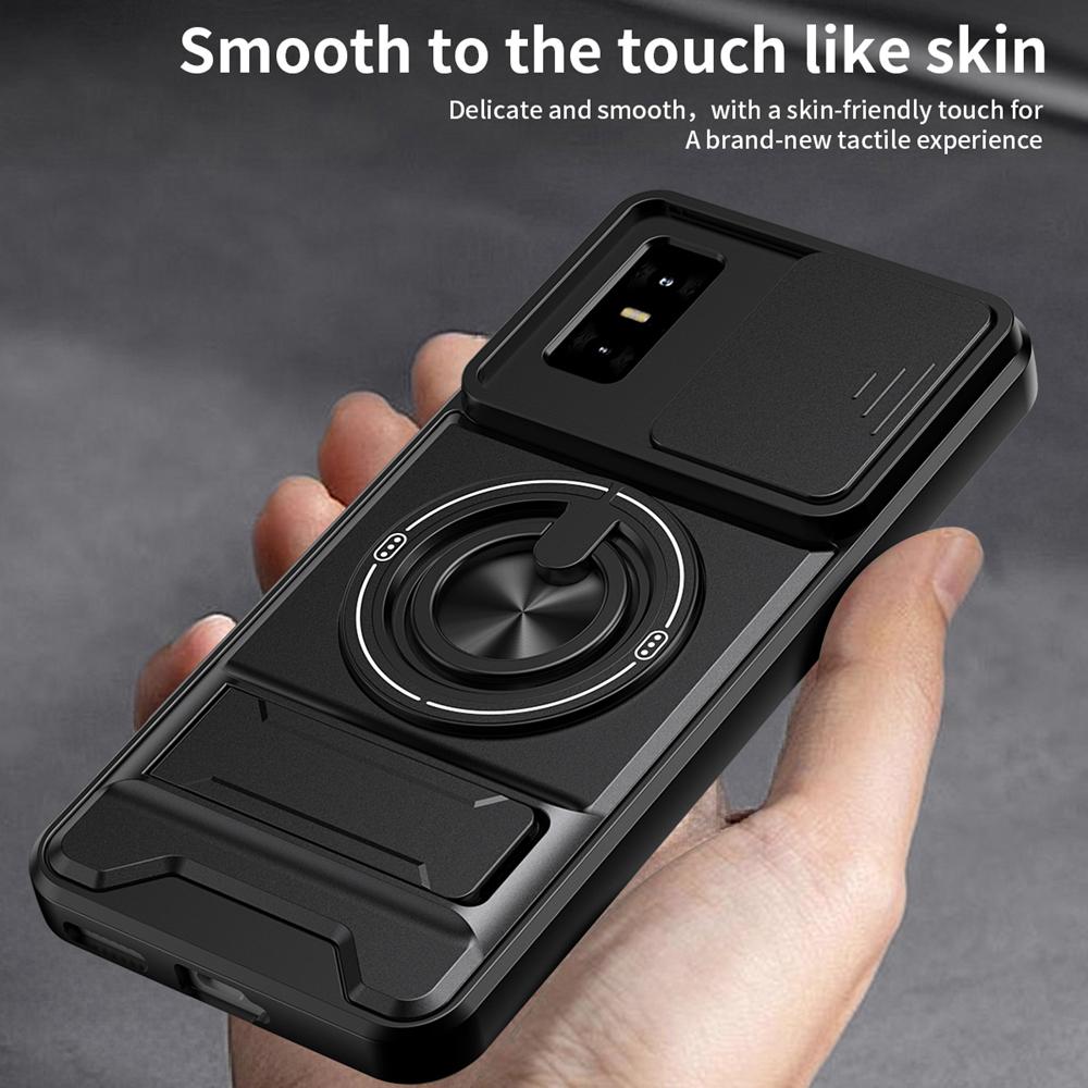 KEYSION Magnetic Phone Case for Infinix GT 30 30 Pro 5G Slide Camera Protection Upright Kickstand 360 Ring Shockproof Back Cover