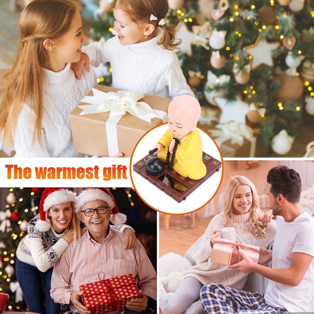 Little Monk Figurine, Solar Monk Figurine Sculpture, Little Monk Chanting Buddha Figurine Statue, Little