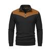 Herbst Winter Herren Color Block Sweatshirt Vertikal Rippstrick Halber Reißverschluss Stehkragen Pullover Wildlederflicken Schulter Ellbogen Vintage Lässig Langarm Oberteile