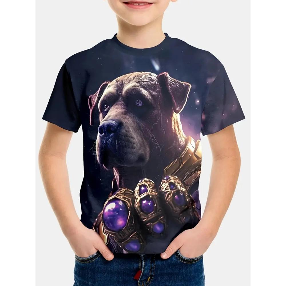 Nové retro psí 3D tištěné ležérní dětské oblečení top tričko módní dětské oblečení pro chlapce