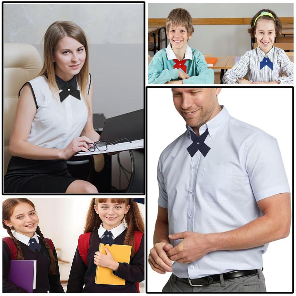 [NiceYnn] 2-Piece Set, Unisex Cross Tie, Pre-Tie Bow Tie with Adjustable Snap Button, for Shirts, Uniforms, School, Birthday Gifts