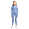 Tenue d'équitation pour filles Ensemble à col montant, manches longues avec trous pour les pouces, pull à fermeture éclair avec pantalon d'équitation à grip intégral antidérapant pour l'entraînement