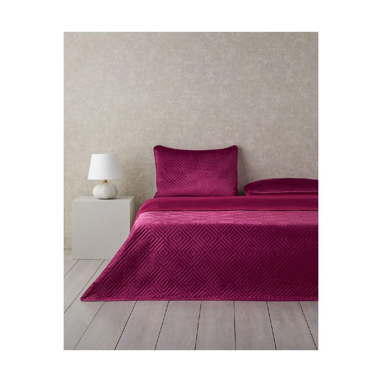 

Diamant Velvet Double Bedspread Set Fuchsia фуксія