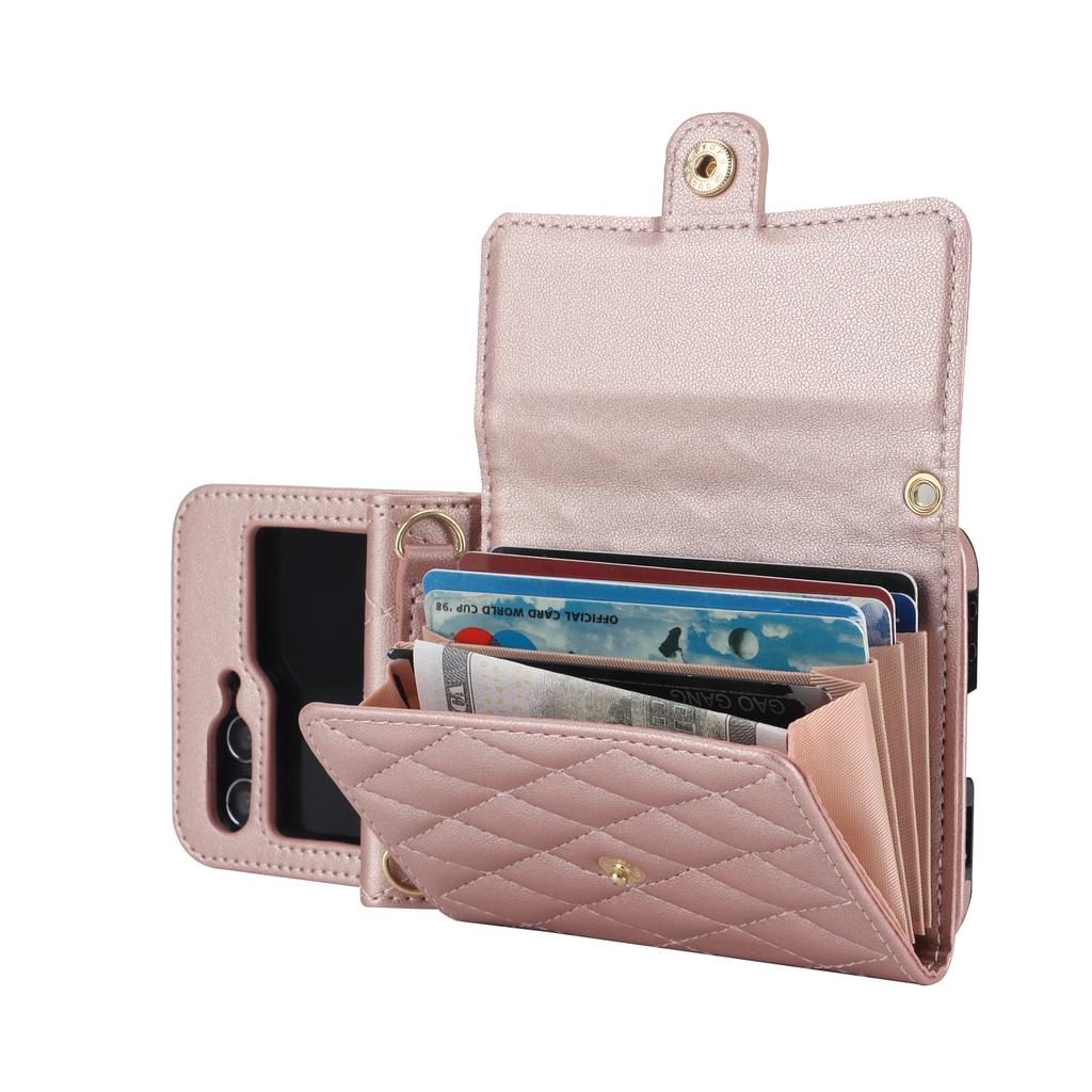 Crossbody Bag Fashion Leather Case For Samsung Galaxy Z Flip 7 FE 6 5 4 3 Flip7 Flip6 Flip5 5G Long Lanyard Wallet Card Cover
