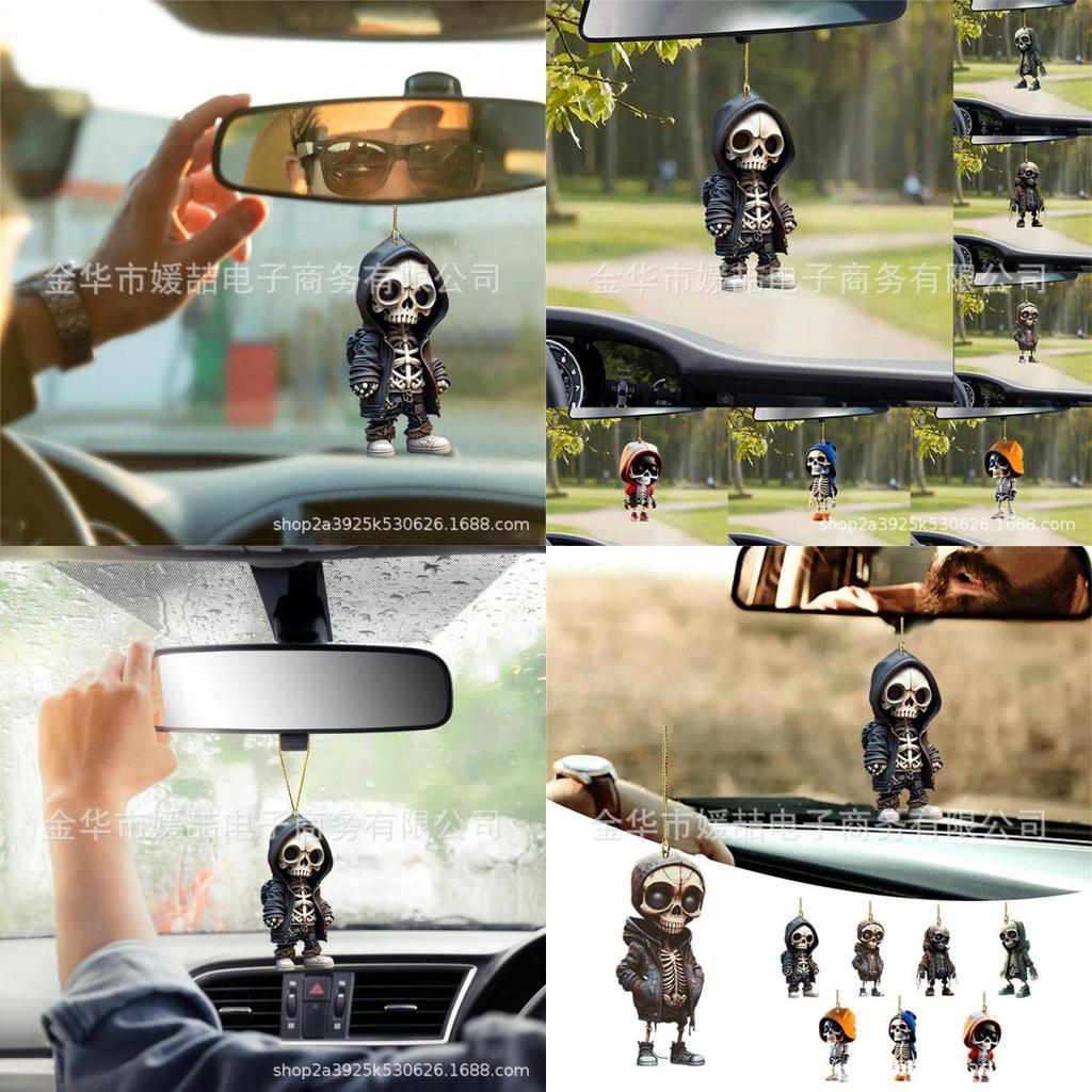 Cartoon Skull Acrylic Car Hanging Decor Halloween Tree Decoration For Home Colors)