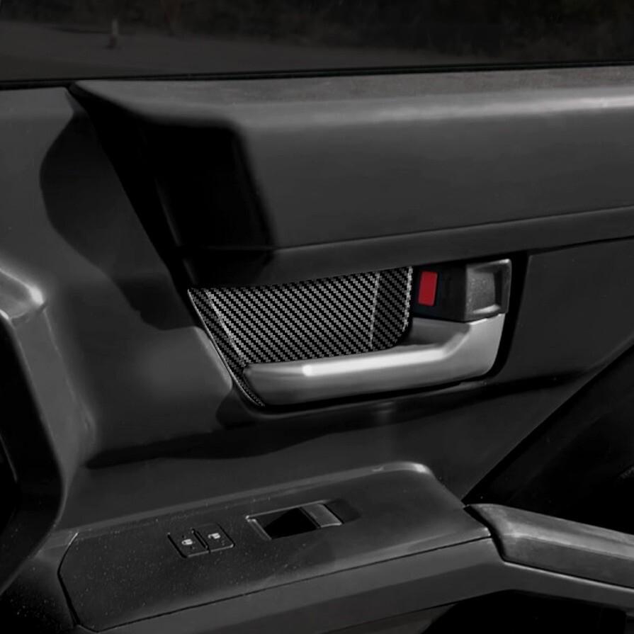For Toyota Tacoma 2024 Black Carbon Fiber Inner Car Door Handle Bowl Cover 4pcs