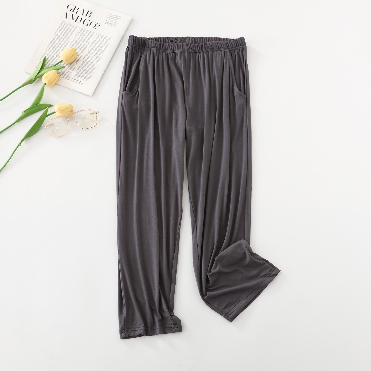 

Женские укороченные брюки, летние тонкие пижамы, домашние брюки, повседневные спортивные брюки для бега M темно-серого