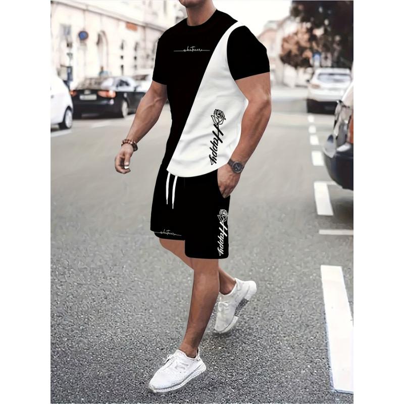 

Men s casual 3D digital printing 2-piece set S