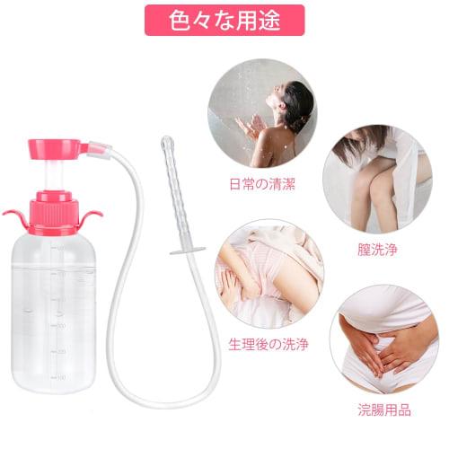 Ninonly Multi-Purpose Irrigator, 600ml Large Capacity, Manual Pump, Lotion Injector, Syringe, Enema, Backflow Prevention, 65cm Tube, 3 Replacement Hea