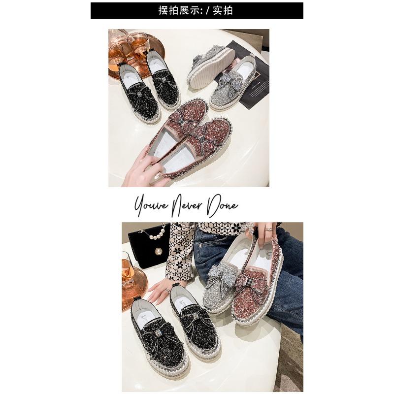 Neue lässige Schleifenschuhe mit dicker Sohle für großfüßige Damen